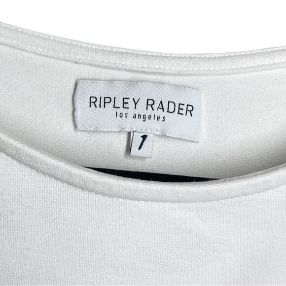 Ripley Rader White Off White Ponte Knit Short Sleeve Relaxed Extended Top 1 XS - Picture 4 of 10